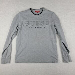 Guess Sweater Mens Small Gray Spell Out Crewneck‎ Sweatshirt